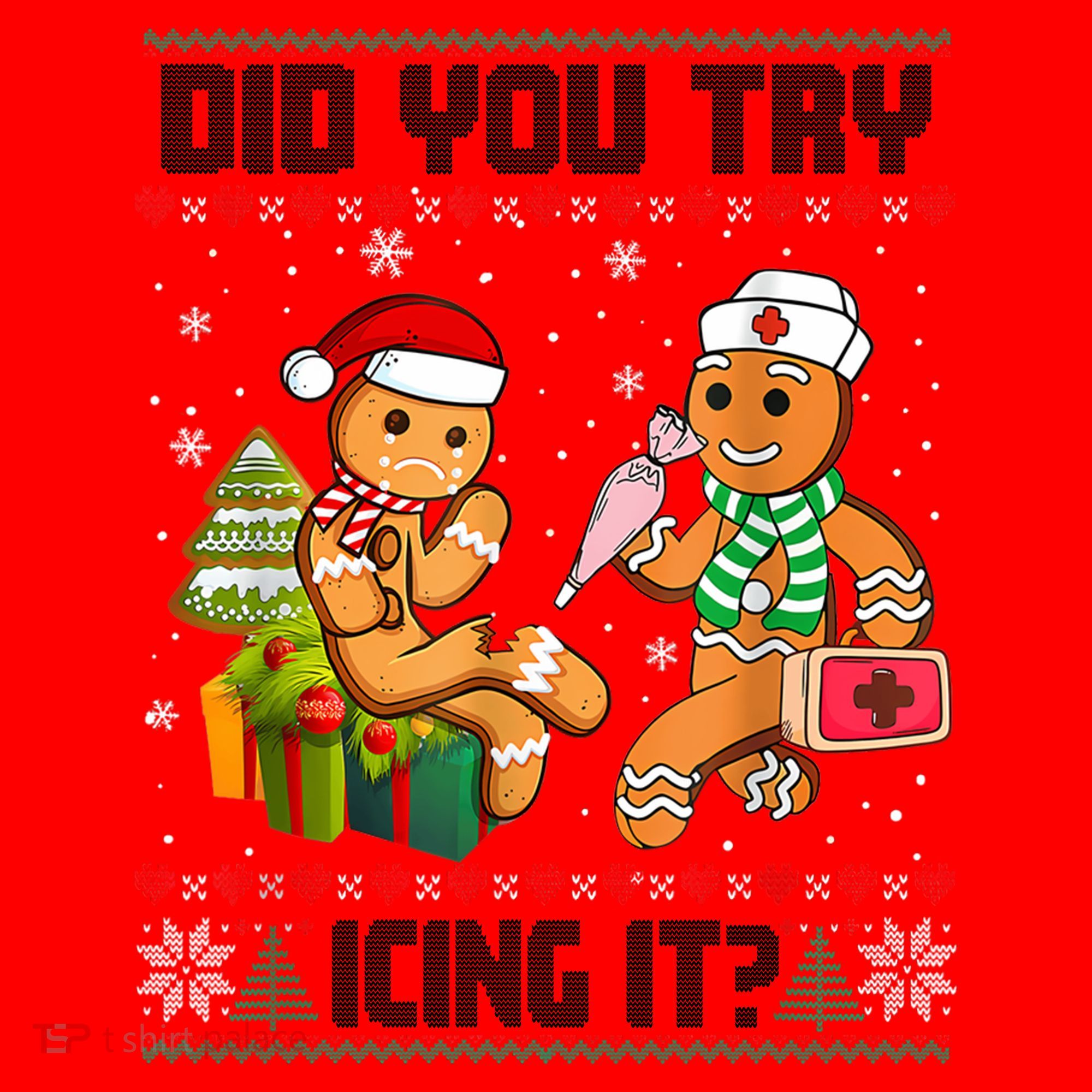 Did You Try Icing It Funny Gingerbread Christmas Holiday Santa Hat