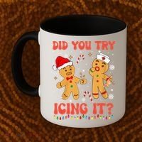 Did You Try Icing It Christmas Nurse Gingerbread  Coffee Mug thumb 2