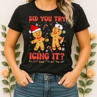 Did You Try Icing It Christmas Nurse Gingerbread  Women's T-Shirt thumb 2