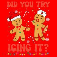 Did You Try Icing It Christmas Nurse Gingerbread  Santa Hat thumb 1