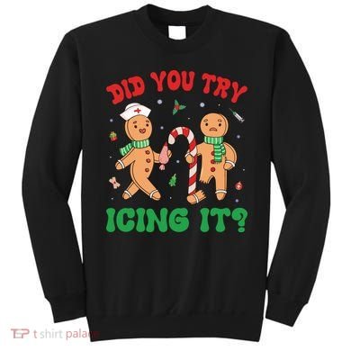 Did You Try Icing It Retro Christmas Gingerbread Nurse Squad Sweatshirt