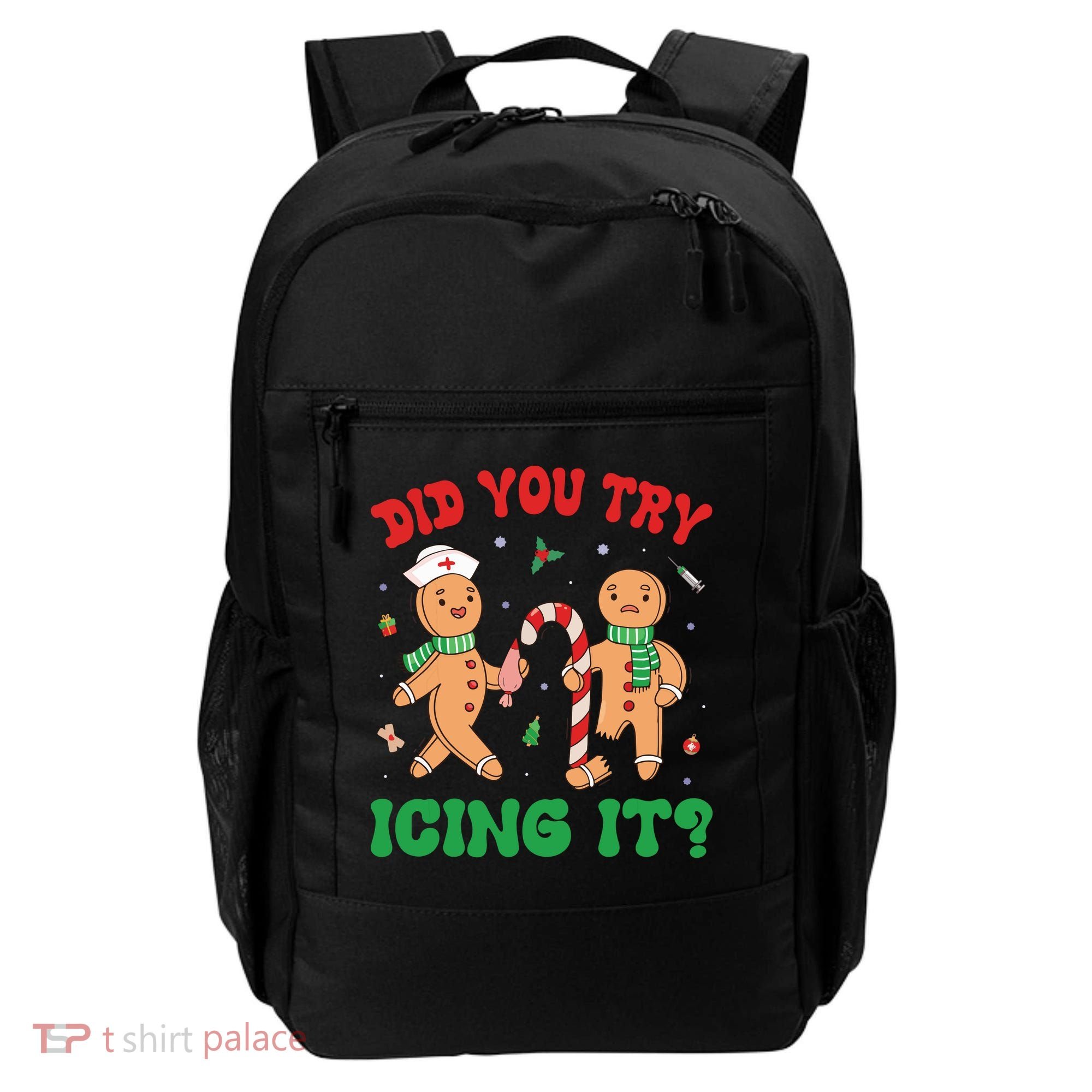 Did You Try Icing It Retro Christmas Gingerbread Nurse Squad Backpack