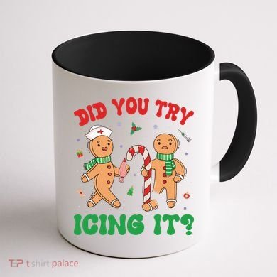 Did You Try Icing It Retro Christmas Gingerbread Nurse Squad Coffee Mug back