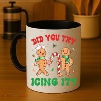 Did You Try Icing It Retro Christmas Gingerbread Nurse Squad Coffee Mug thumb 4