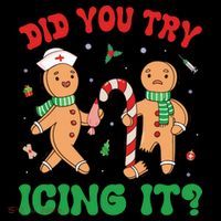 Did You Try Icing It Retro Christmas Gingerbread Nurse Squad Women's Hoodie thumb 2