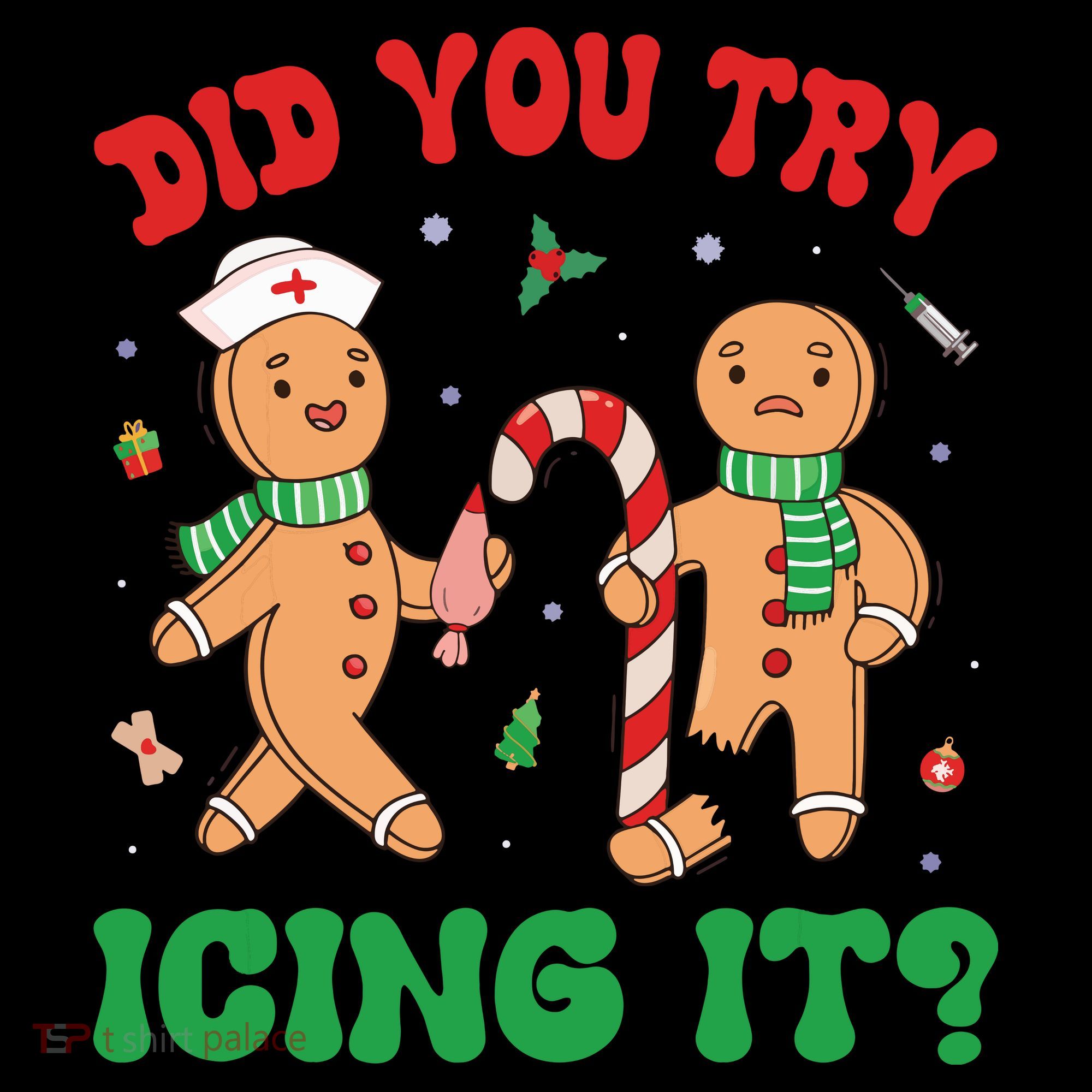Did You Try Icing It Retro Christmas Gingerbread Nurse Squad Women's Hoodie