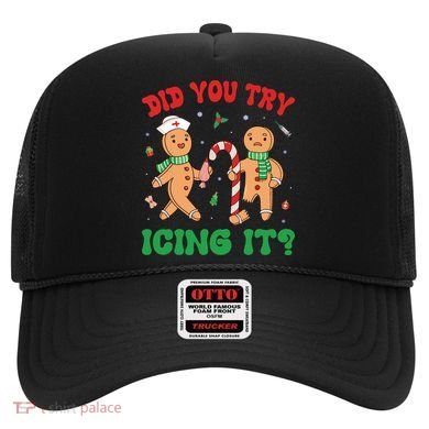 Did You Try Icing It Retro Christmas Gingerbread Nurse Squad Hat