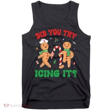 Did You Try Icing It Retro Christmas Gingerbread Nurse Squad Tank Top