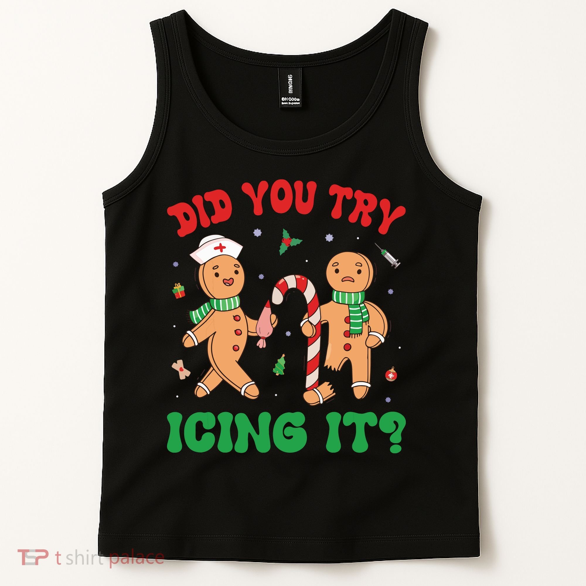 Did You Try Icing It Retro Christmas Gingerbread Nurse Squad Tank Top