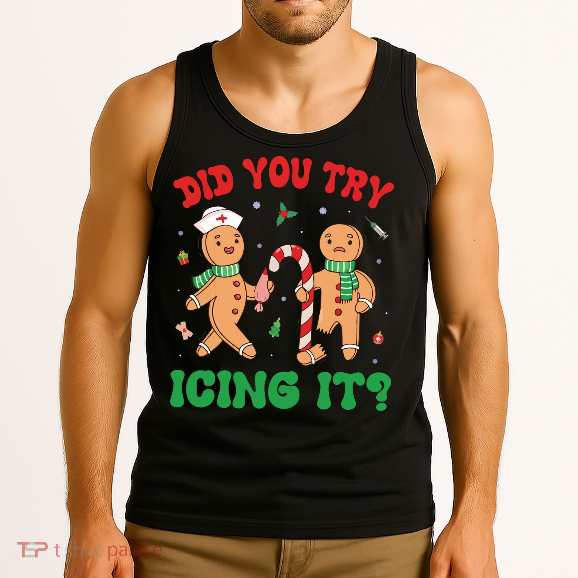 Did You Try Icing It Retro Christmas Gingerbread Nurse Squad Tank Top