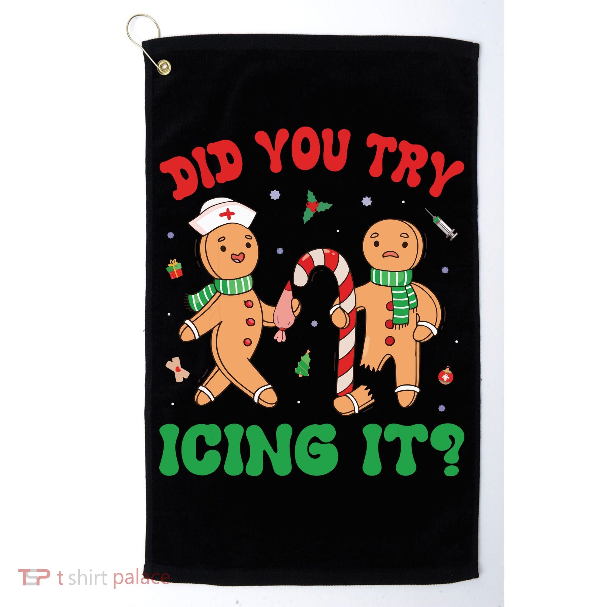 Did You Try Icing It Retro Christmas Gingerbread Nurse Squad Golf Towel