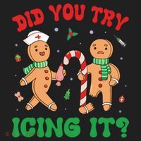 Did You Try Icing It Retro Christmas Gingerbread Nurse Squad Golf Towel thumb 3