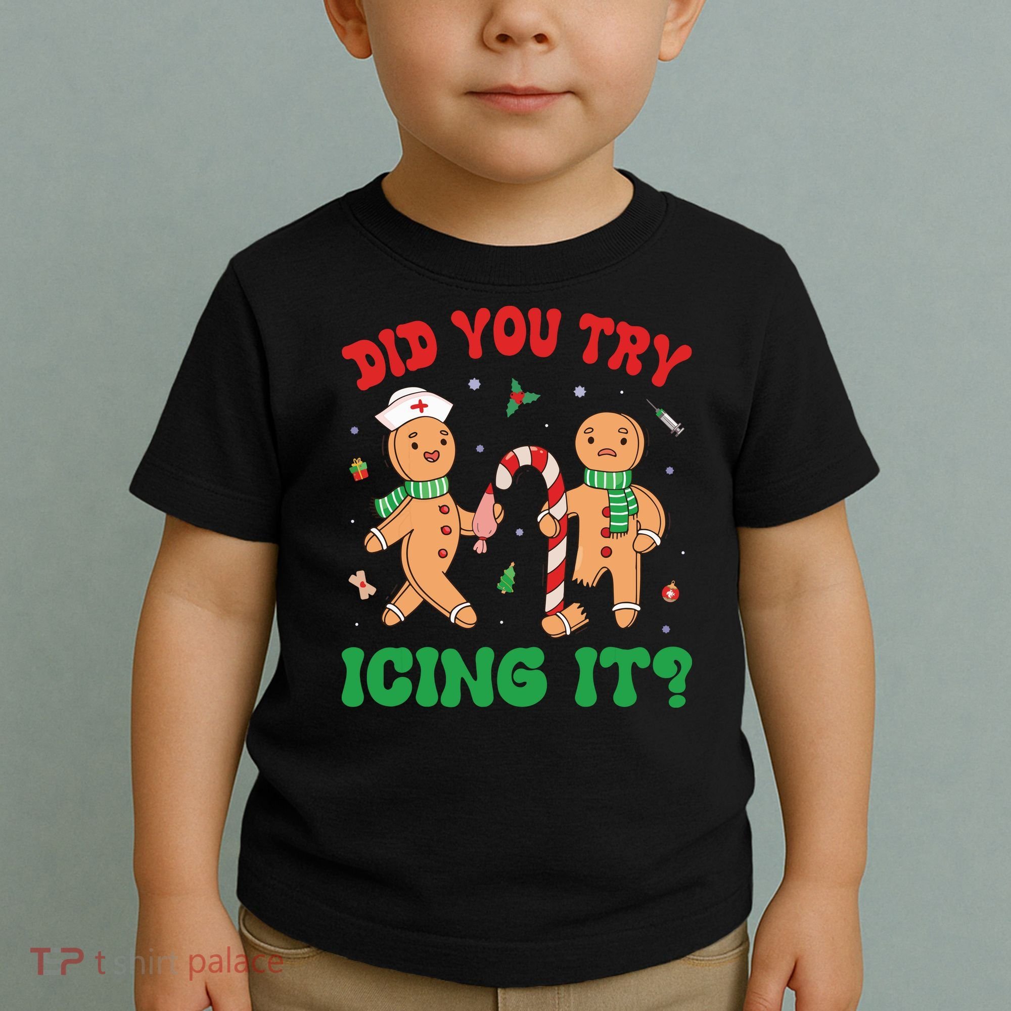 Did You Try Icing It Retro Christmas Gingerbread Nurse Squad Toddler T-Shirt