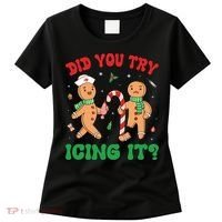 Did You Try Icing It Retro Christmas Gingerbread Nurse Squad Women's T-Shirt thumb 0