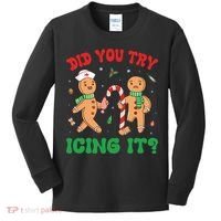 Did You Try Icing It Retro Christmas Gingerbread Nurse Squad Kids Long Sleeve Shirt thumb 0