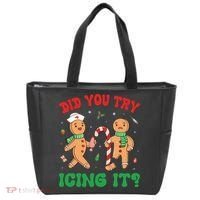 Did You Try Icing It Retro Christmas Gingerbread Nurse Squad Tote Bag thumb 0