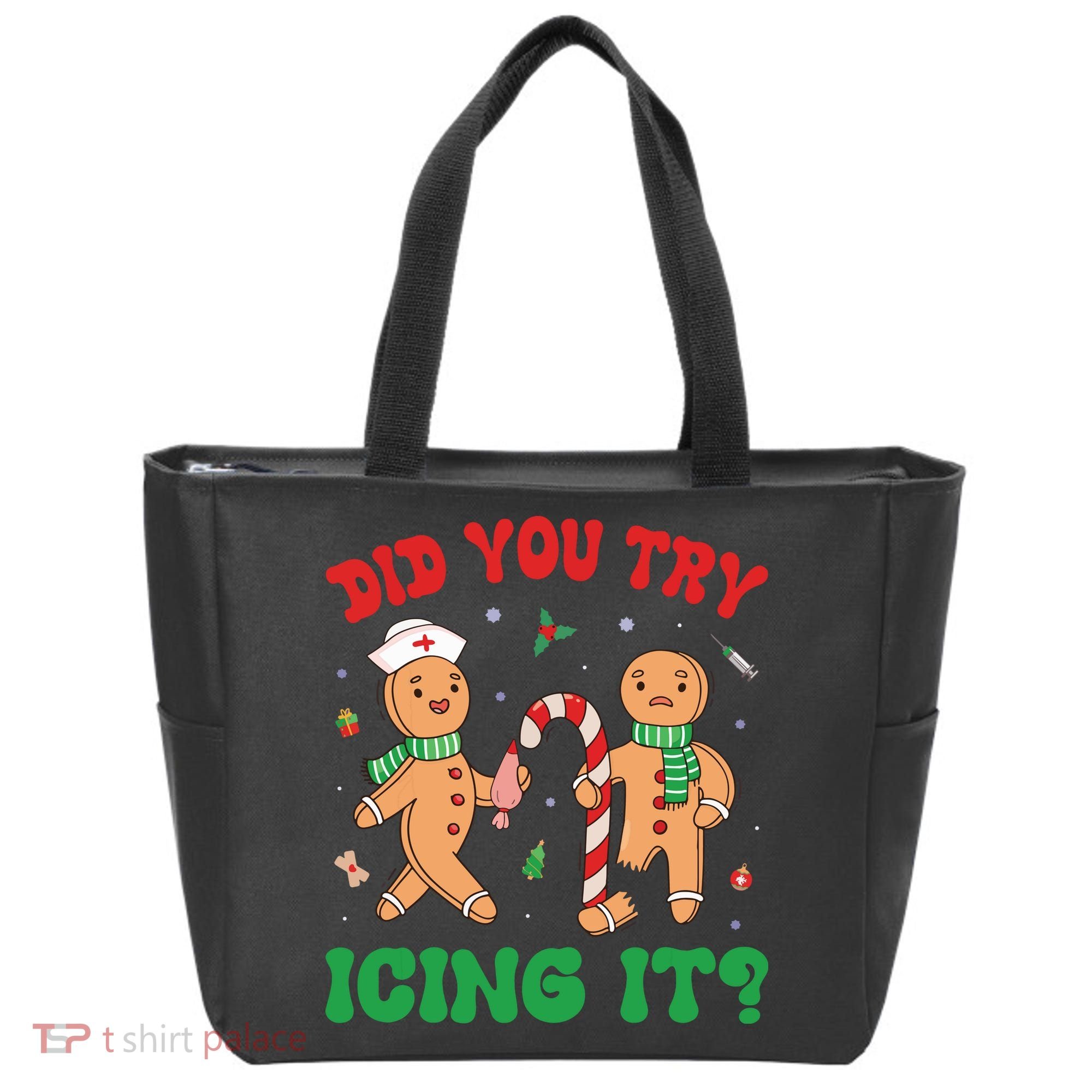Did You Try Icing It Retro Christmas Gingerbread Nurse Squad Tote Bag