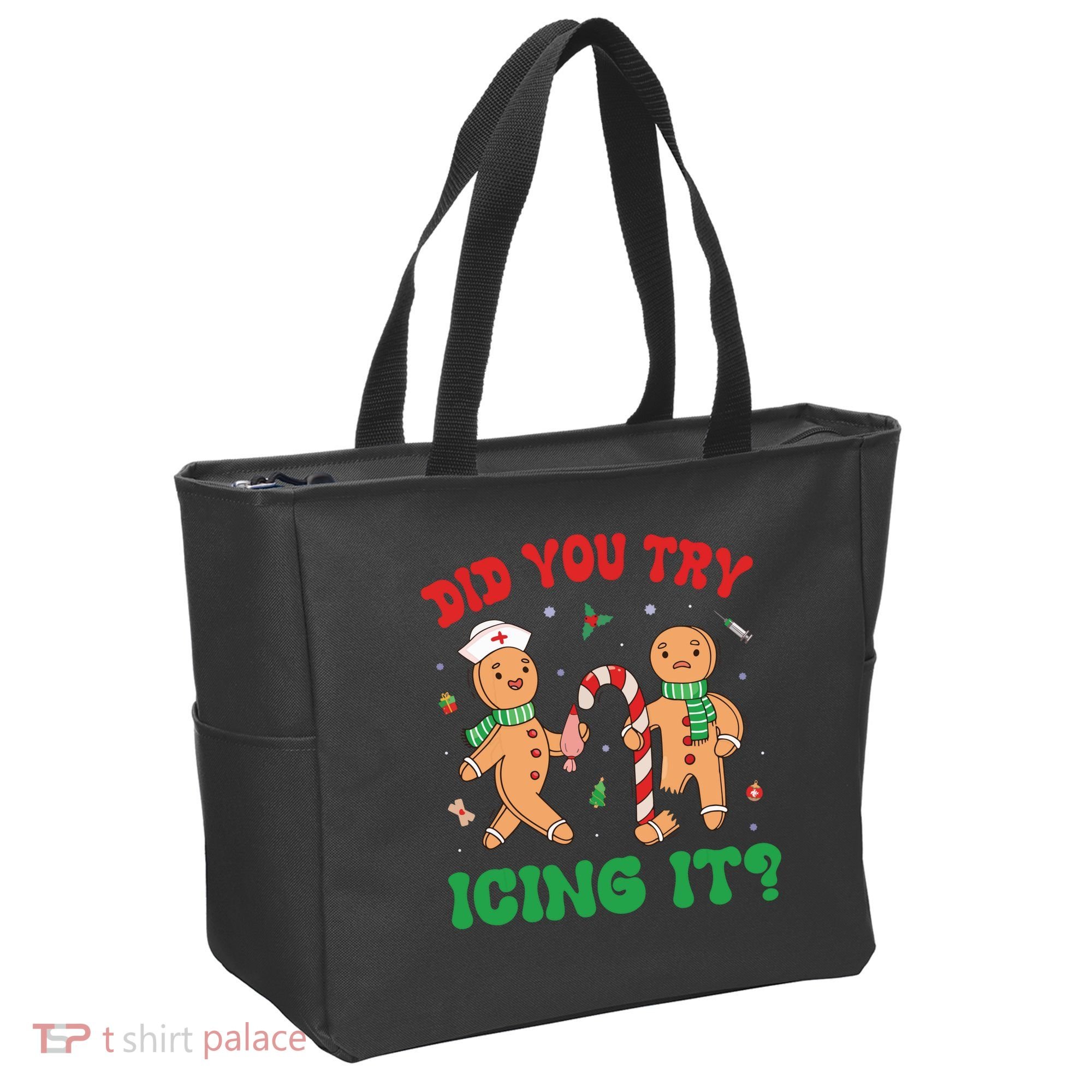 Did You Try Icing It Retro Christmas Gingerbread Nurse Squad Tote Bag