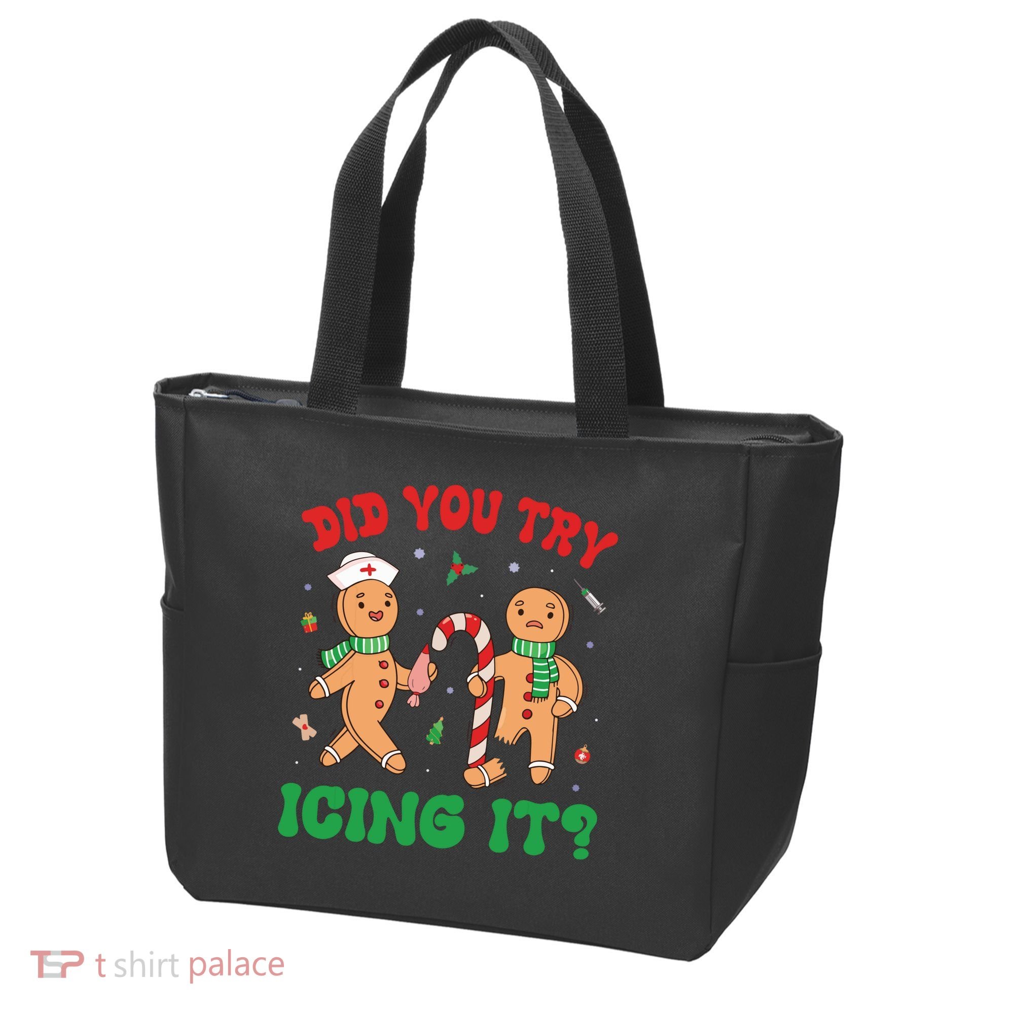 Did You Try Icing It Retro Christmas Gingerbread Nurse Squad Tote Bag