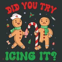 Did You Try Icing It Retro Christmas Gingerbread Nurse Squad Infant Baby Jersey Bodysuit thumb 2