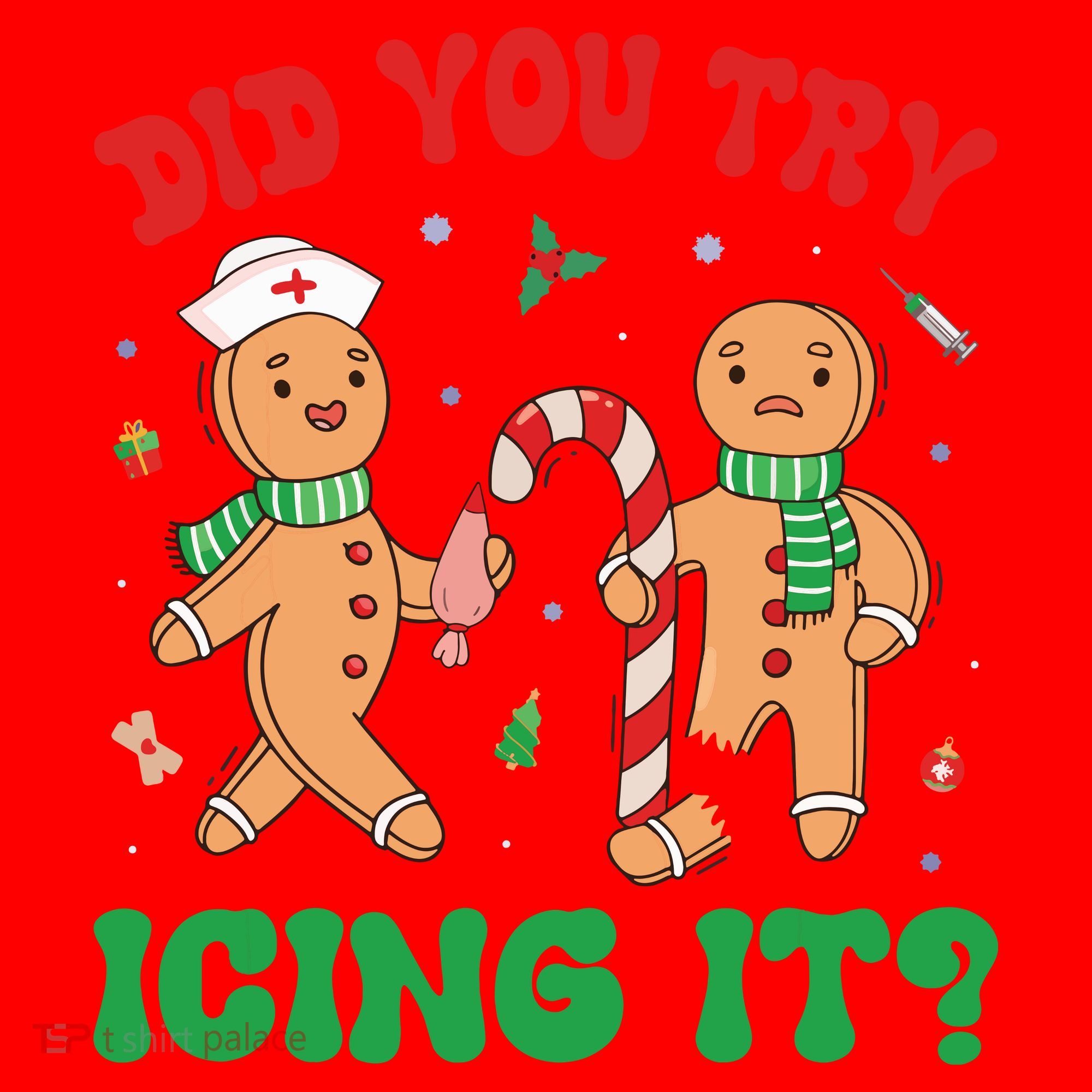 Did You Try Icing It Retro Christmas Gingerbread Nurse Squad Santa Hat