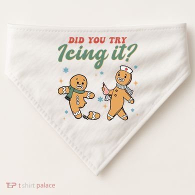 Did You Try Icing It Funny Gingerbread Funny Christmas USA-Made Doggie Bandana