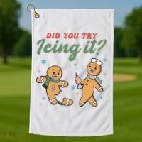Did You Try Icing It Funny Gingerbread Funny Christmas Golf Towel thumb 1