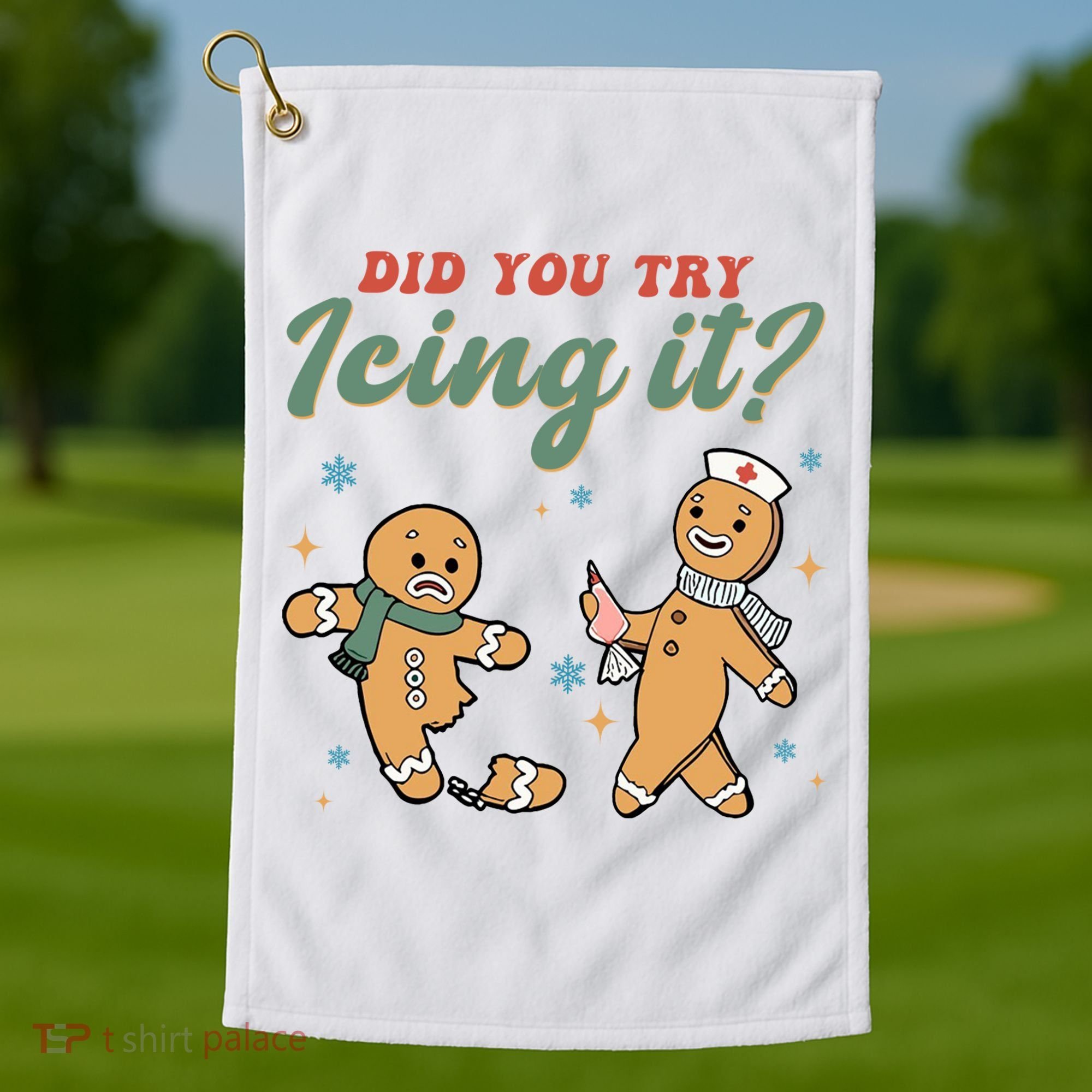 Did You Try Icing It Funny Gingerbread Funny Christmas Golf Towel