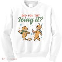 Did You Try Icing It Funny Gingerbread Funny Christmas Kids Sweatshirt thumb 0