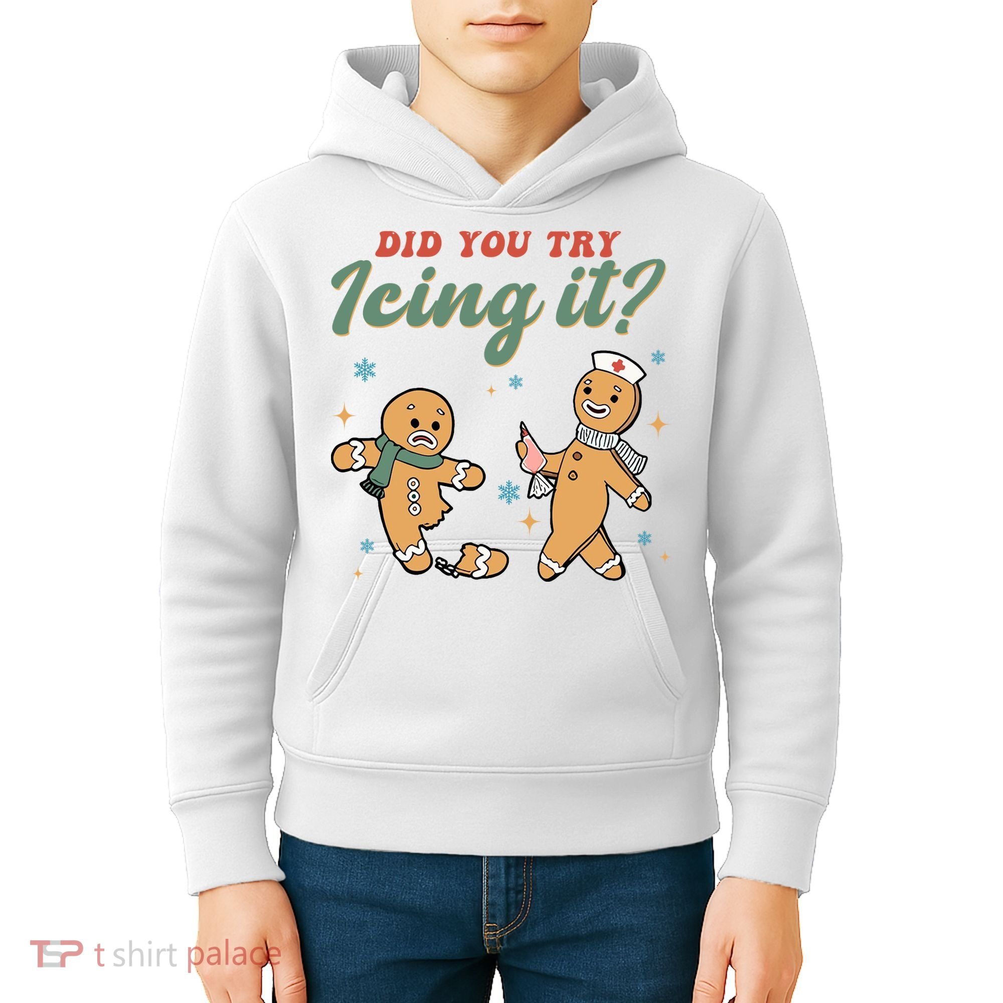 Did You Try Icing It Funny Gingerbread Funny Christmas Kids Hoodie