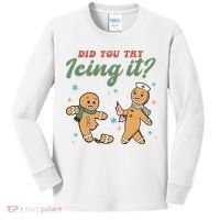Did You Try Icing It Funny Gingerbread Funny Christmas Kids Long Sleeve Shirt thumb 0