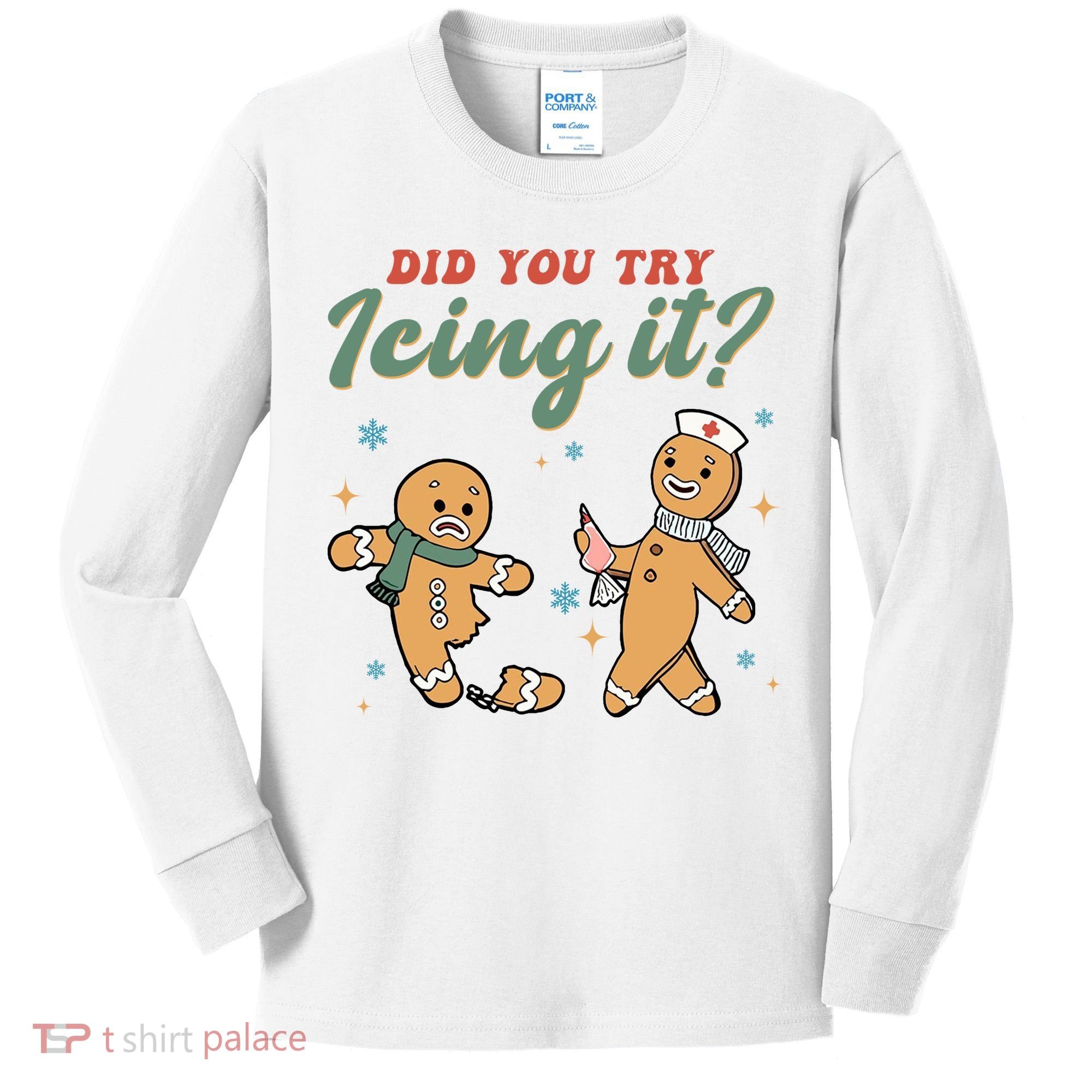 Did You Try Icing It Funny Gingerbread Funny Christmas Kids Long Sleeve Shirt