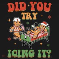 Did You Try Icing It Gingerbread Nurse Funny Christmas Coaster thumb 2