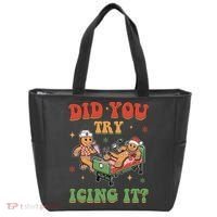 Did You Try Icing It Gingerbread Nurse Funny Christmas Tote Bag thumb 0