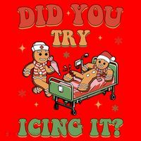 Did You Try Icing It Gingerbread Nurse Funny Christmas Santa Hat thumb 1