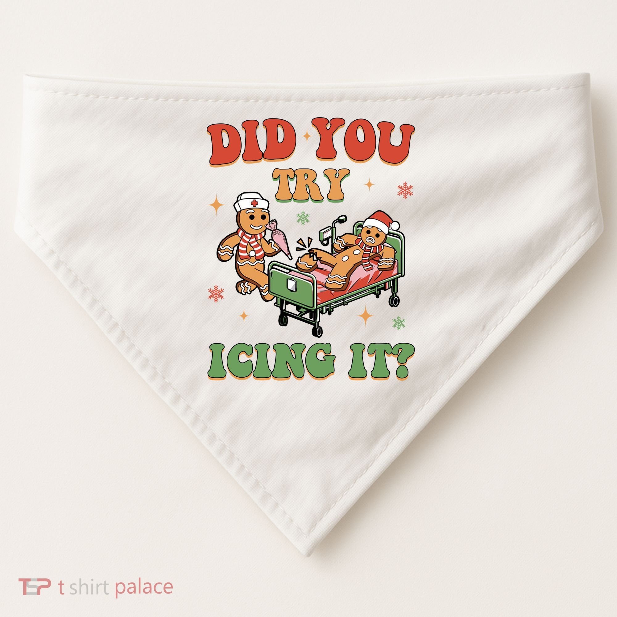 Did You Try Icing It Gingerbread Nurse Funny Christmas USA-Made Doggie Bandana