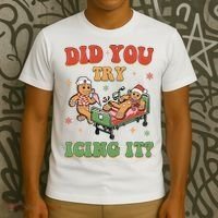 Did You Try Icing It Gingerbread Nurse Funny Christmas T-Shirt thumb 3