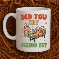 Did You Try Icing It Gingerbread Nurse Funny Christmas Coffee Mug thumb 2