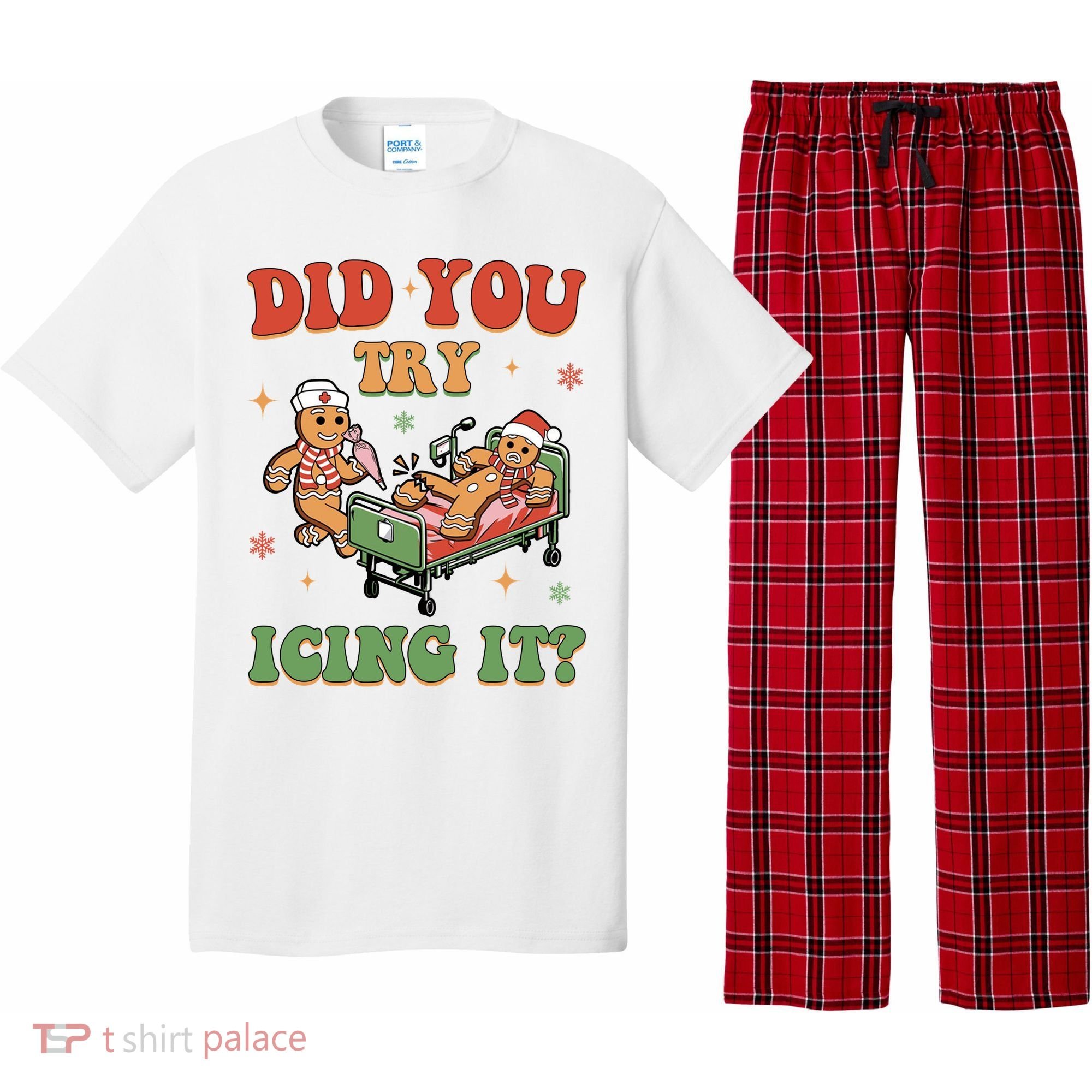 Did You Try Icing It Gingerbread Nurse Funny Christmas Pajama Set