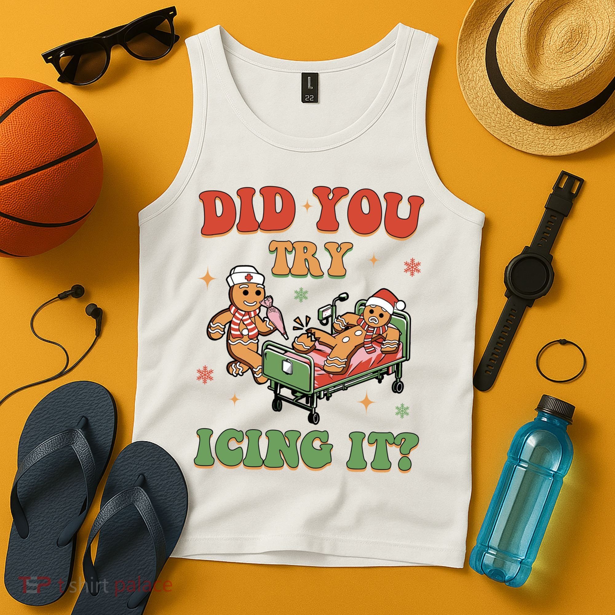 Did You Try Icing It Gingerbread Nurse Funny Christmas Tank Top
