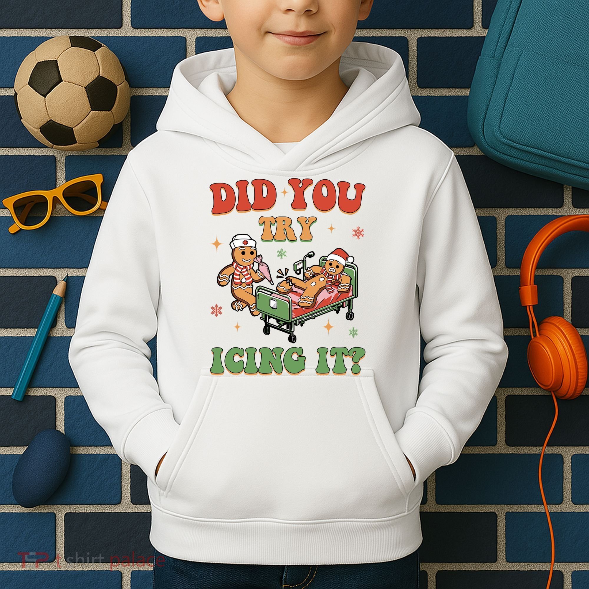 Did You Try Icing It Gingerbread Nurse Funny Christmas Kids Hoodie