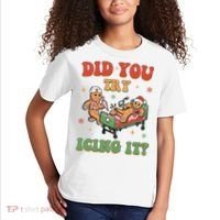 Did You Try Icing It Gingerbread Nurse Funny Christmas Kids T-Shirt thumb 2