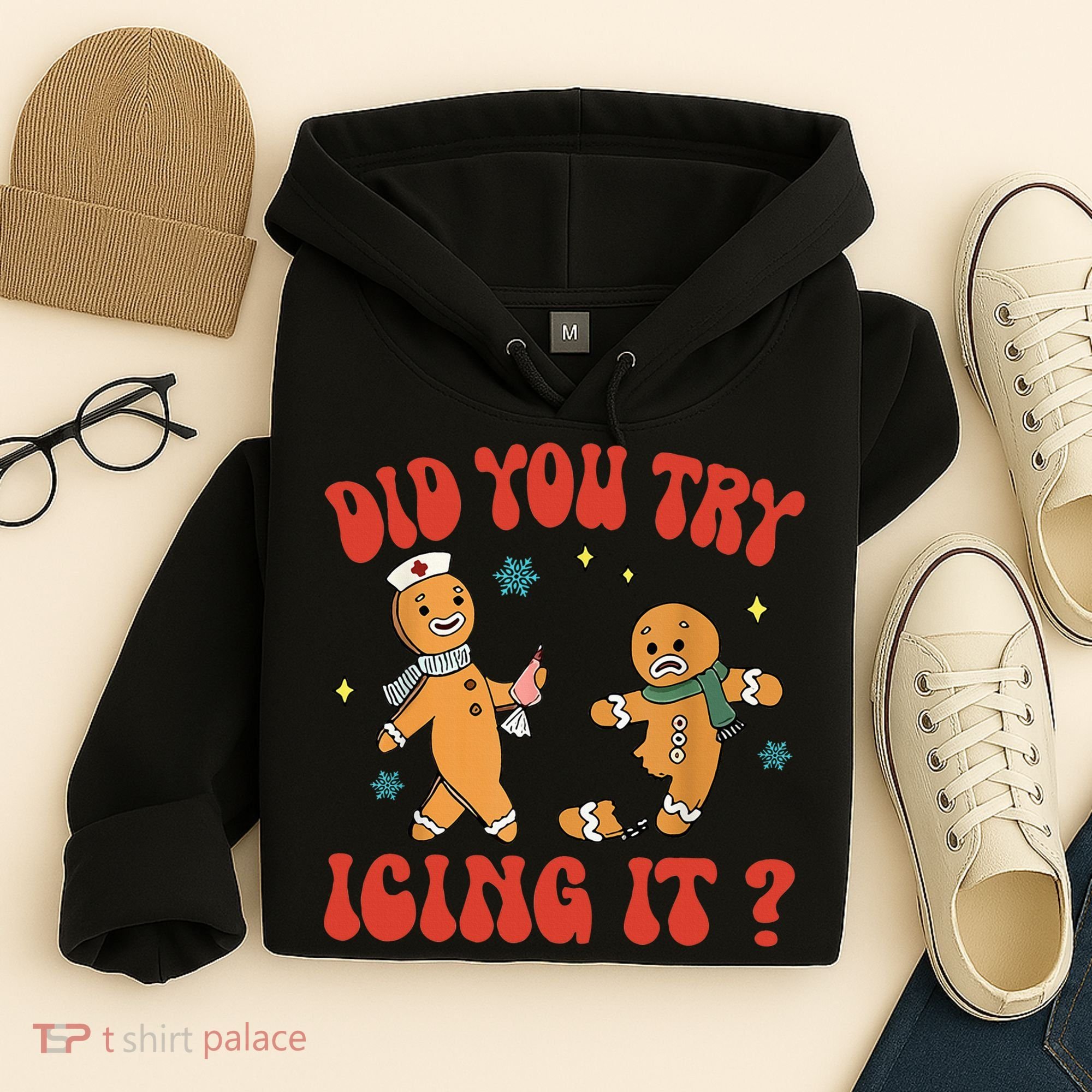 Did You Try Icing It Funny Christmas Nurse Gingerbread Man  Hoodie