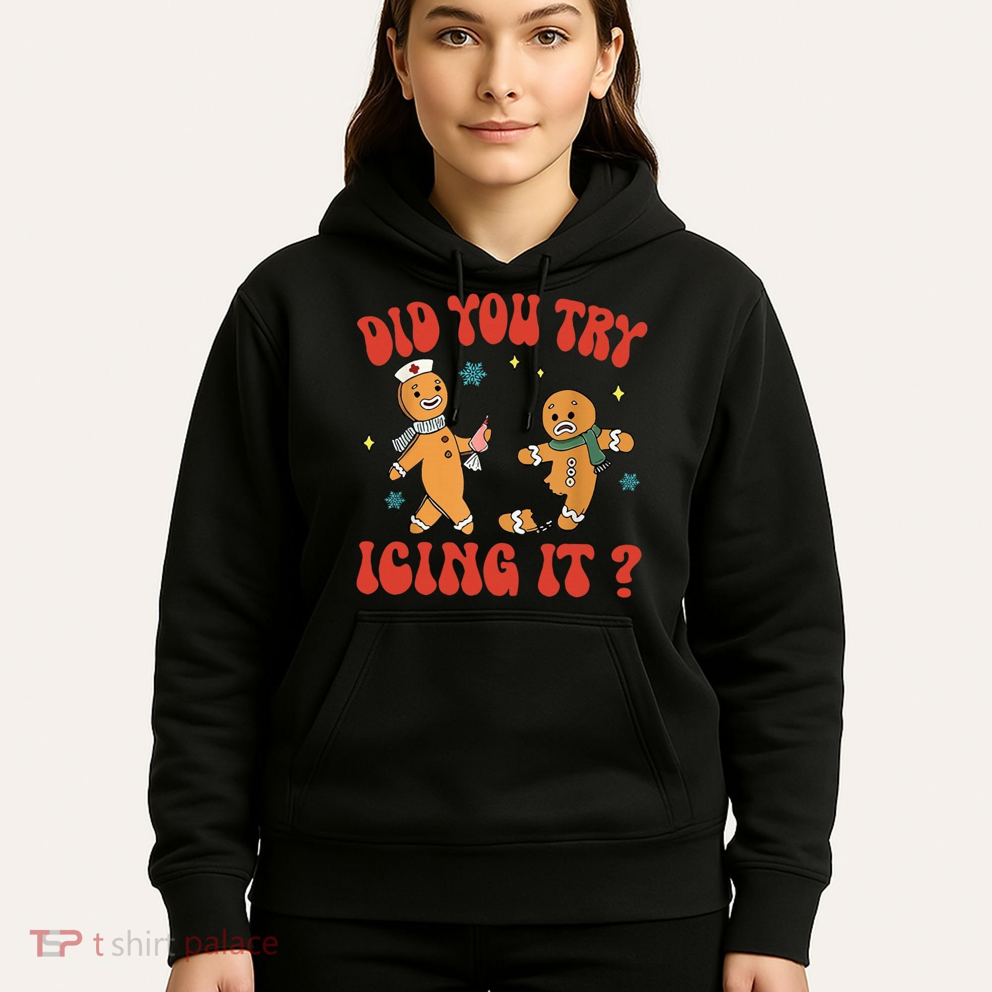 Did You Try Icing It Funny Christmas Nurse Gingerbread Man  Hoodie