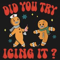 Did You Try Icing It Funny Christmas Nurse Gingerbread Man  Women's Hoodie thumb 2