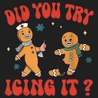 Did You Try Icing It Funny Christmas Nurse Gingerbread Man  Hat thumb 2