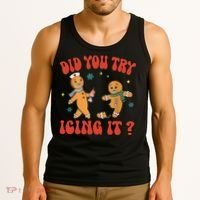 Did You Try Icing It Funny Christmas Nurse Gingerbread Man  Tank Top thumb 3