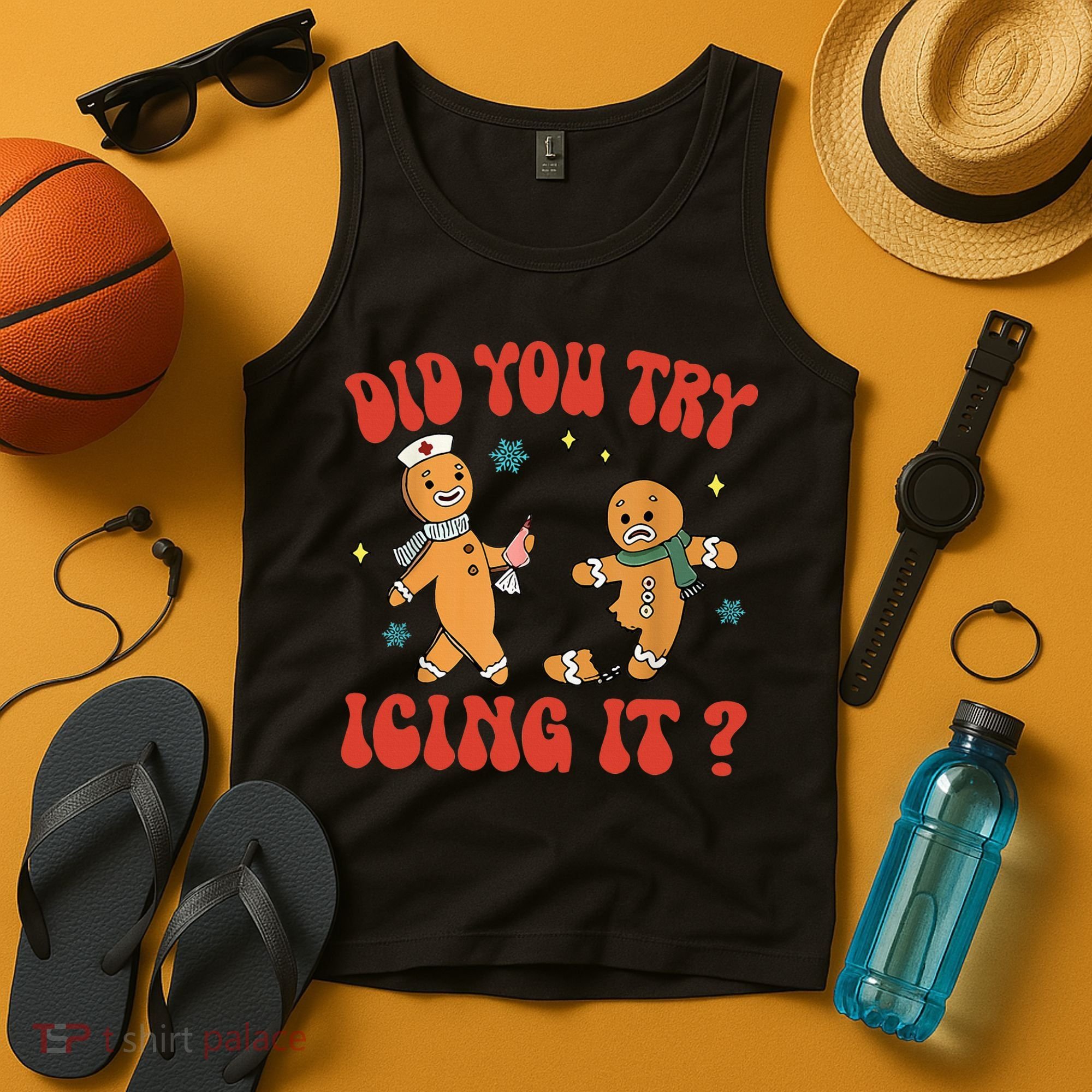 Did You Try Icing It Funny Christmas Nurse Gingerbread Man  Tank Top