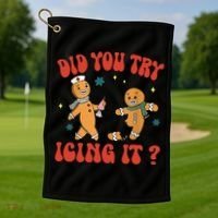 Did You Try Icing It Funny Christmas Nurse Gingerbread Man  Golf Towel thumb 1