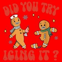 Did You Try Icing It Funny Christmas Nurse Gingerbread Man  Santa Hat thumb 1